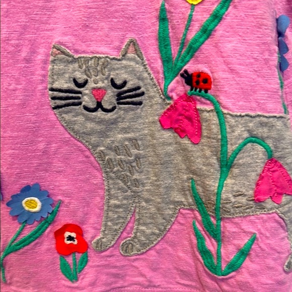 Mini Boden Pink Cotton Dress with Cat and Flower Embroidery - Picture 3 of 4